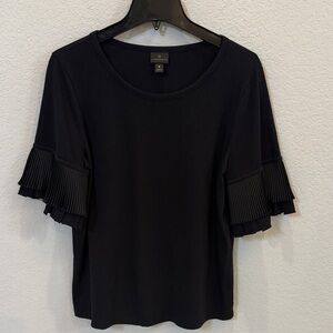 Black Pleated Short Sleeve Tee